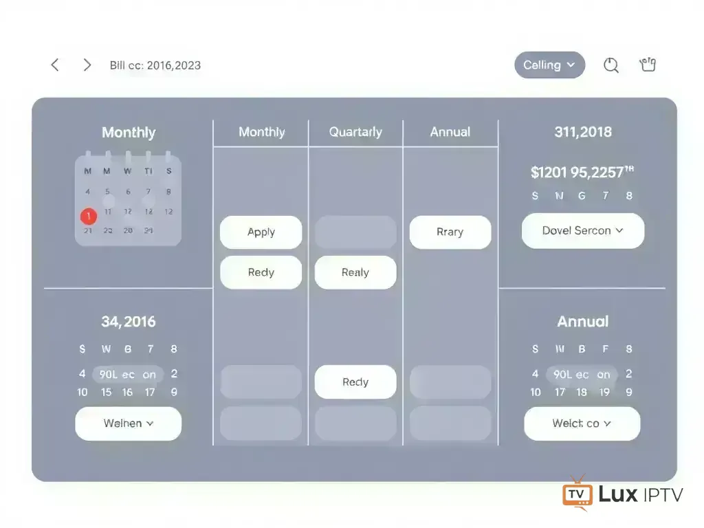 Calendar showing different billing cycles