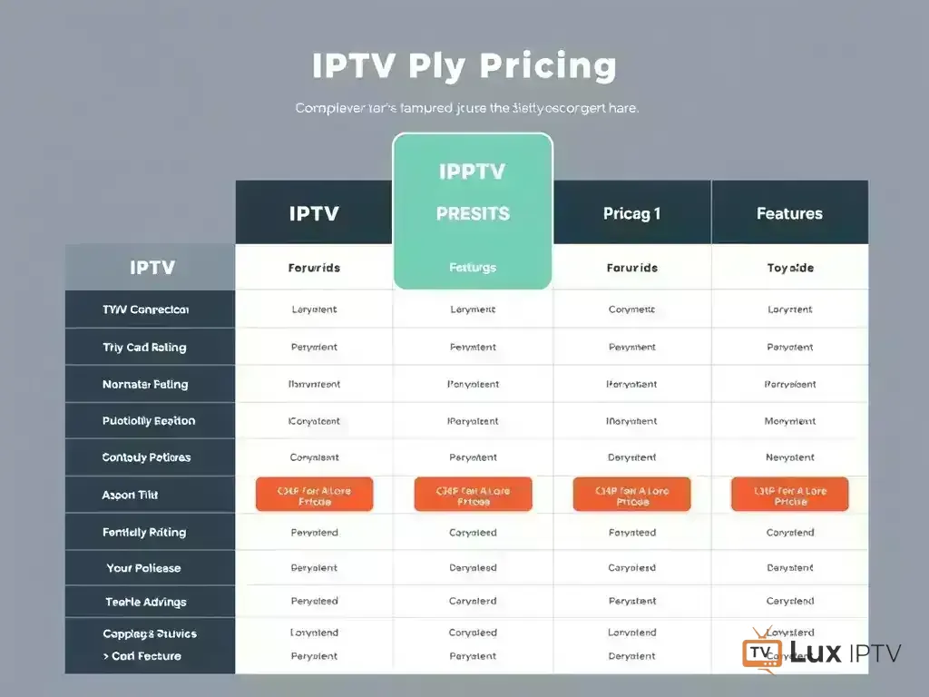 Comparison chart of Lux IPTV pricing plans