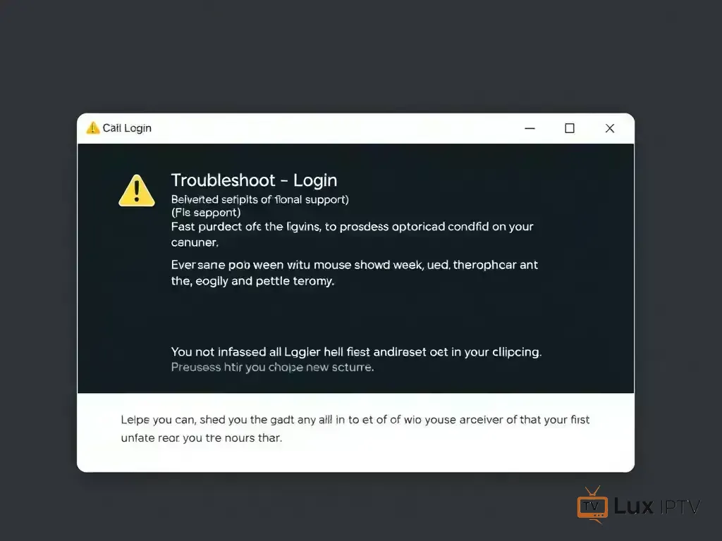 Login error screen with troubleshooting tips